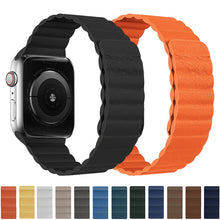 Load image into Gallery viewer, Leather loop for Apple Watch band 44mm 40mm iWatch band 38mm 42mm Magnetic smartwatch bracelet apple watch strap series 3 4 5 se
