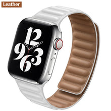 Load image into Gallery viewer, Leather Link For Apple watch band 44mm 40mm 38mm 42mm watchband original Magnetic Loop bracelet iWatch seires 3 5 4 6 SE strap
