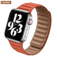 Load image into Gallery viewer, Leather Link For Apple watch band 44mm 40mm 38mm 42mm watchband original Magnetic Loop bracelet iWatch seires 3 5 4 6 SE strap
