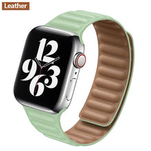 Load image into Gallery viewer, Leather Link For Apple watch band 44mm 40mm 38mm 42mm watchband original Magnetic Loop bracelet iWatch seires 3 5 4 6 SE strap
