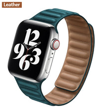 Load image into Gallery viewer, Leather Link For Apple watch band 44mm 40mm 38mm 42mm watchband original Magnetic Loop bracelet iWatch seires 3 5 4 6 SE strap
