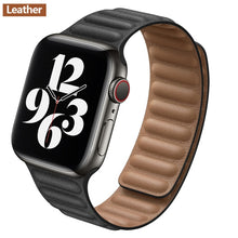 Load image into Gallery viewer, Leather Link For Apple watch band 44mm 40mm 38mm 42mm watchband original Magnetic Loop bracelet iWatch seires 3 5 4 6 SE strap
