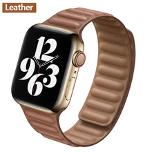 Load image into Gallery viewer, Leather Link For Apple watch band 44mm 40mm 38mm 42mm watchband original Magnetic Loop bracelet iWatch seires 3 5 4 6 SE strap
