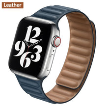 Load image into Gallery viewer, Leather Link For Apple watch band 44mm 40mm 38mm 42mm watchband original Magnetic Loop bracelet iWatch seires 3 5 4 6 SE strap
