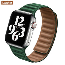 Load image into Gallery viewer, Leather Link For Apple watch band 44mm 40mm 38mm 42mm watchband original Magnetic Loop bracelet iWatch seires 3 5 4 6 SE strap
