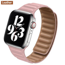 Load image into Gallery viewer, Leather Link For Apple watch band 44mm 40mm 38mm 42mm watchband original Magnetic Loop bracelet iWatch seires 3 5 4 6 SE strap
