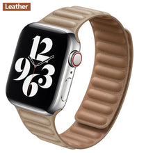 Load image into Gallery viewer, Leather Link For Apple watch band 44mm 40mm 38mm 42mm watchband original Magnetic Loop bracelet iWatch seires 3 5 4 6 SE strap
