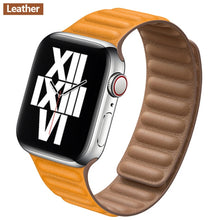 Load image into Gallery viewer, Leather Link For Apple watch band 44mm 40mm 38mm 42mm watchband original Magnetic Loop bracelet iWatch seires 3 5 4 6 SE strap
