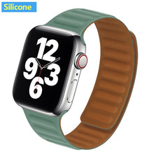 Load image into Gallery viewer, Leather Link For Apple watch band 44mm 40mm 38mm 42mm watchband original Magnetic Loop bracelet iWatch seires 3 5 4 6 SE strap
