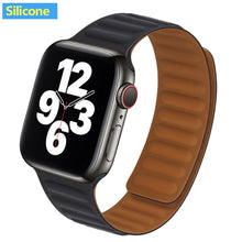 Load image into Gallery viewer, Leather Link For Apple watch band 44mm 40mm 38mm 42mm watchband original Magnetic Loop bracelet iWatch seires 3 5 4 6 SE strap
