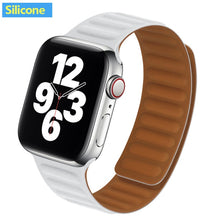 Load image into Gallery viewer, Leather Link For Apple watch band 44mm 40mm 38mm 42mm watchband original Magnetic Loop bracelet iWatch seires 3 5 4 6 SE strap
