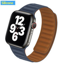 Load image into Gallery viewer, Leather Link For Apple watch band 44mm 40mm 38mm 42mm watchband original Magnetic Loop bracelet iWatch seires 3 5 4 6 SE strap
