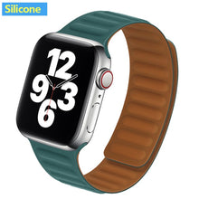 Load image into Gallery viewer, Leather Link For Apple watch band 44mm 40mm 38mm 42mm watchband original Magnetic Loop bracelet iWatch seires 3 5 4 6 SE strap
