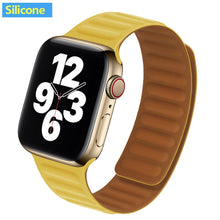 Load image into Gallery viewer, Leather Link For Apple watch band 44mm 40mm 38mm 42mm watchband original Magnetic Loop bracelet iWatch seires 3 5 4 6 SE strap
