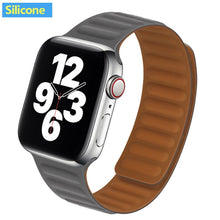 Load image into Gallery viewer, Leather Link For Apple watch band 44mm 40mm 38mm 42mm watchband original Magnetic Loop bracelet iWatch seires 3 5 4 6 SE strap
