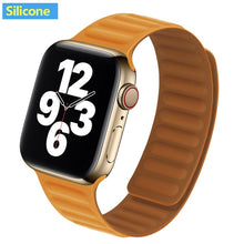 Load image into Gallery viewer, Leather Link For Apple watch band 44mm 40mm 38mm 42mm watchband original Magnetic Loop bracelet iWatch seires 3 5 4 6 SE strap
