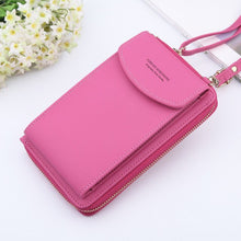 Load image into Gallery viewer, New Women Purses Solid Color Leather Shoulder Strap Bag Mobile Phone Bag Card Holders Wallet Handbag Pockets for Girls
