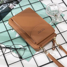 Load image into Gallery viewer, New Women Purses Solid Color Leather Shoulder Strap Bag Mobile Phone Bag Card Holders Wallet Handbag Pockets for Girls
